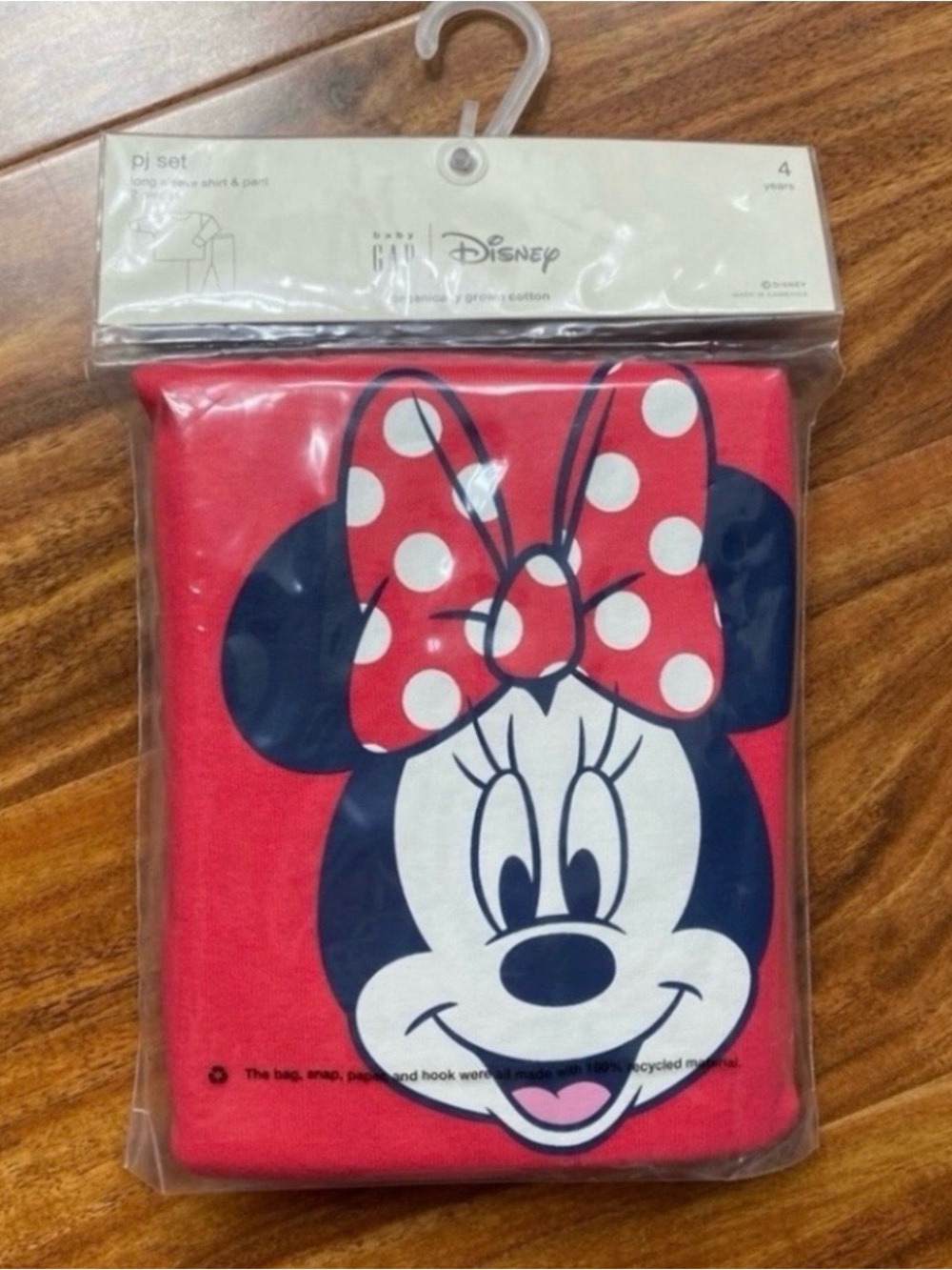 NWT New Kids Gap x Disney Red Minnie Mouse Long Sleeve Pants Pajamas Size 4 Cute